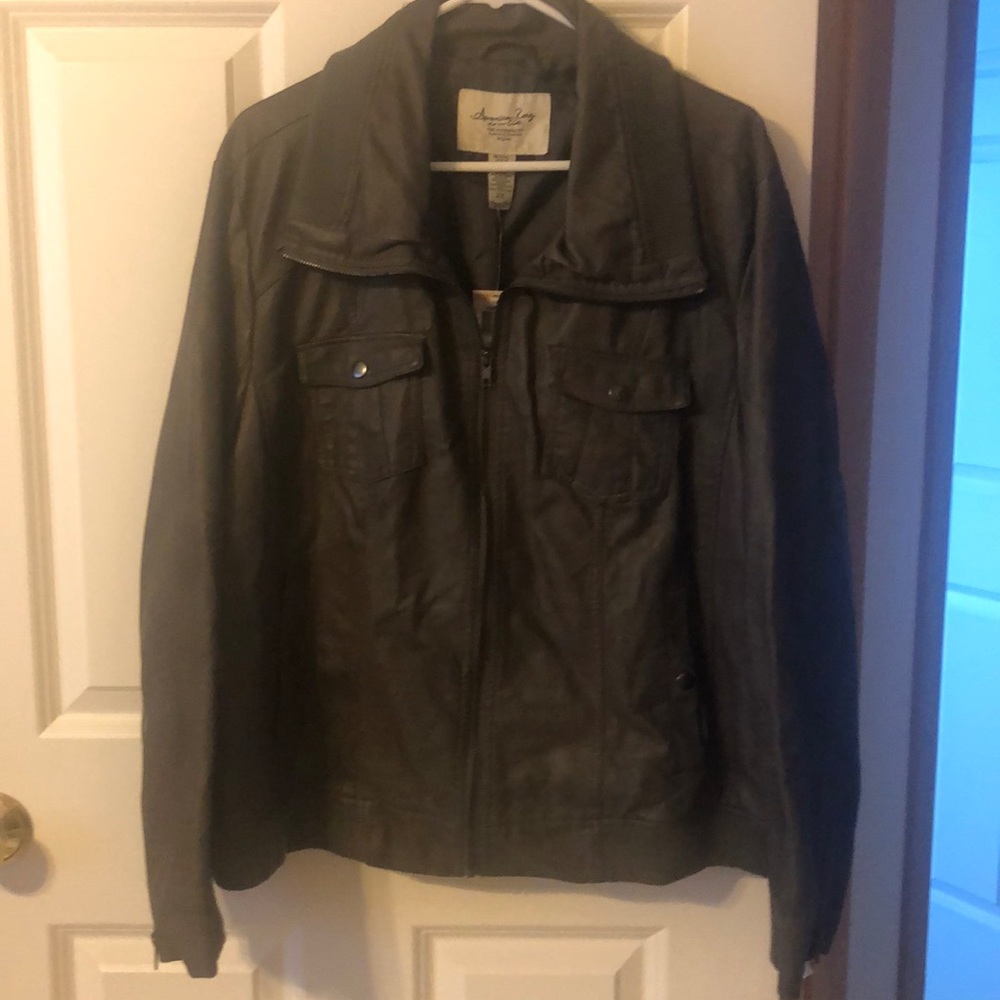 Faux-Leather Moto Jacket Size 2X